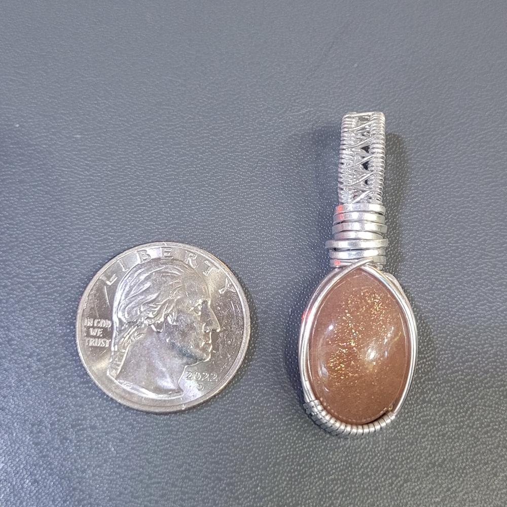 Silver Pendant with Brown Stone